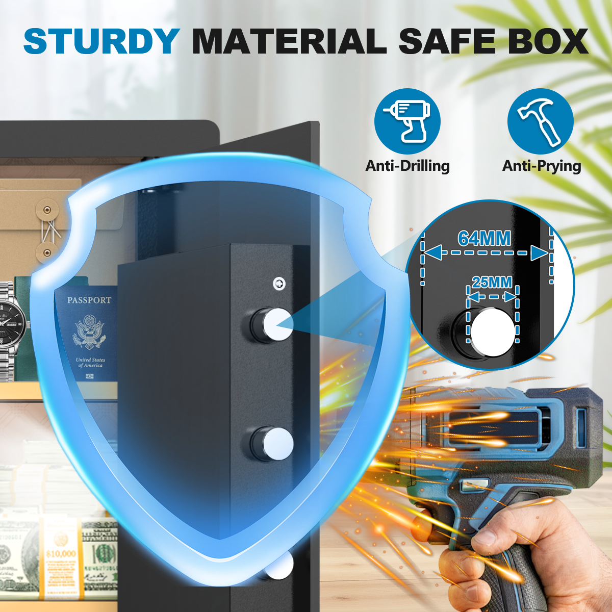 Gemaisil 3.5 Cuft Safe Box for Home, Electronic Security Safe with Digital Keypad, Safe with Fireproof Bag & Adjustable Shelf(Black)
