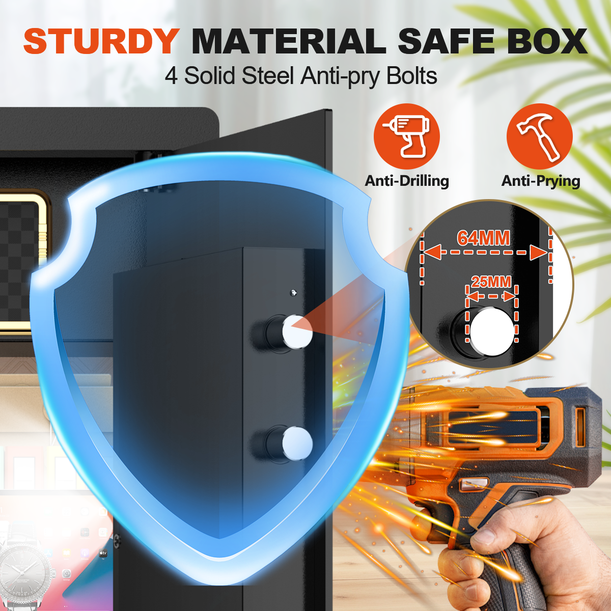 Gemaisil Large 5.5 Cuft Security Safe Box with Hidden Compartment, Electronic Safe with Fireproof Bag & Dual Alarm System(Black)