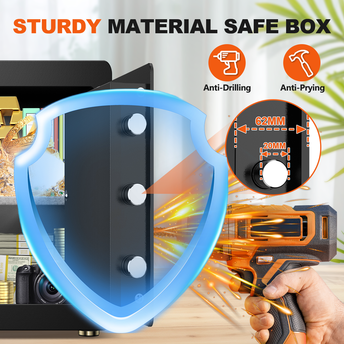 Gemaisil 2.5 Cuft Safe Box for Home & Office, Digital Keypad Home Security Safe With Fireproof Waterproof Bag & Adjustable Shelf(Black)