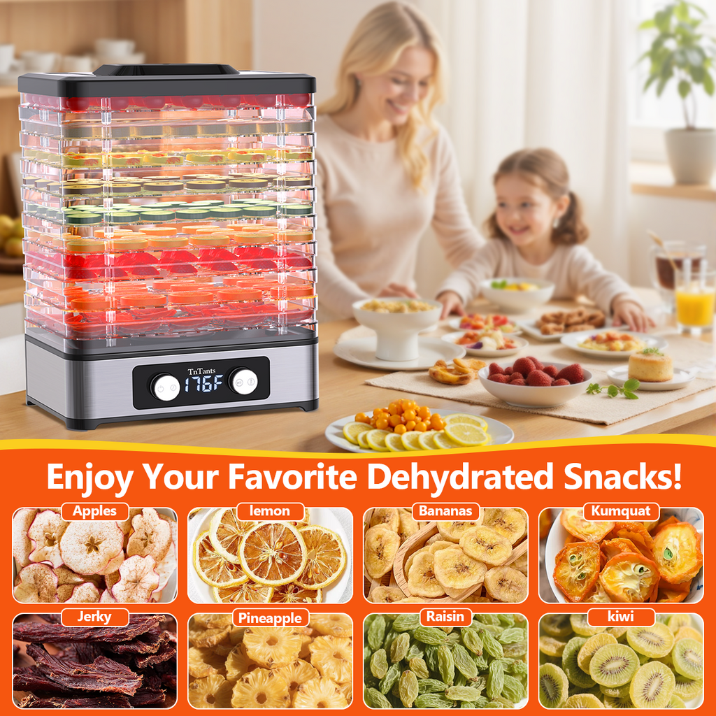 TNTANTS Food Dehydrator, 9 Trays Electric Dehydrated Dryer with Adjustable 48H Timer & 95-176℉ Temperature Control, Dehydrator for Food and Jerky, Fruits, Veggies, Pet Treat