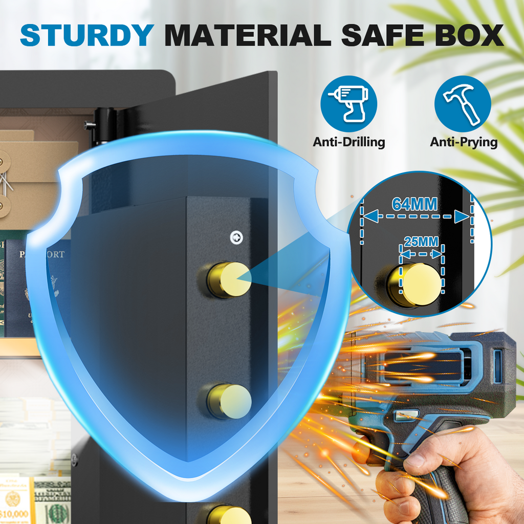 BESAFETY 3.5 Cuft Large Safe Box, Digital Keypad Home Security Safe With Fireproof Bag & Alarm System(Black)