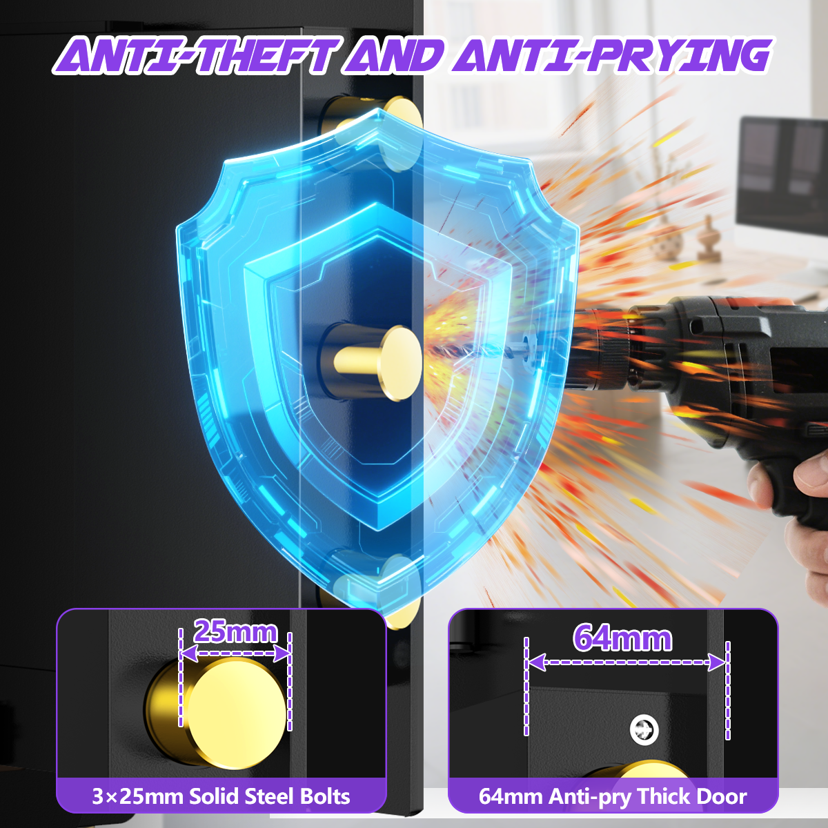 BESAFETY 5.0 Cuft Large Safe Box, Security Home Safe with Interior Safe Lock Box, Fireproof Waterproof Document Bag, Electronic Keypad Digital Lock, for House Office