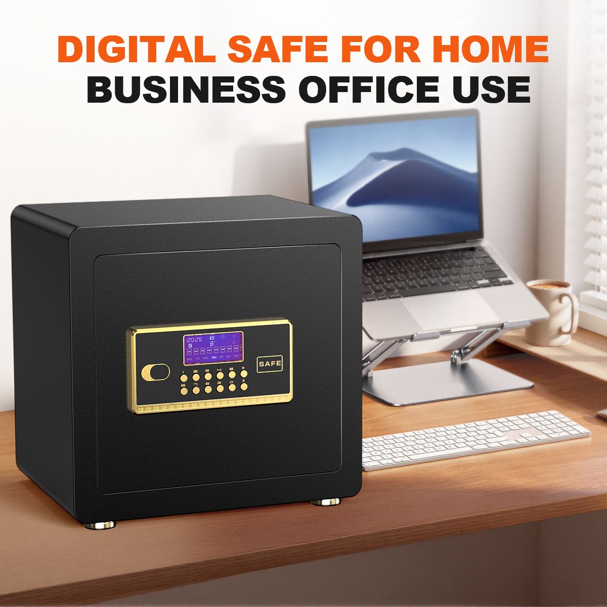 Gemaisil 2.5 Cuft Safe Box for Home & Office, Digital Keypad Home Security Safe With Fireproof Waterproof Bag & Adjustable Shelf(Black)