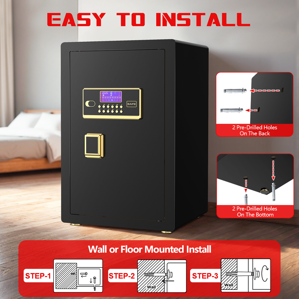 Gemaisil 5.5 Cuft Large Safe Box, Security Home Safe with Interior Safe Lock Box & Fireproof Document Bag