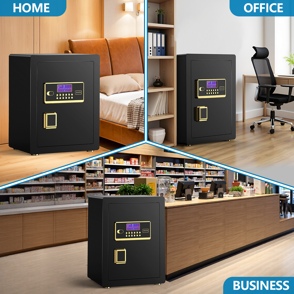 BESAFETY 3.5 Cuft Large Safe Box, Digital Keypad Home Security Safe With Fireproof Bag & Alarm System(Black)