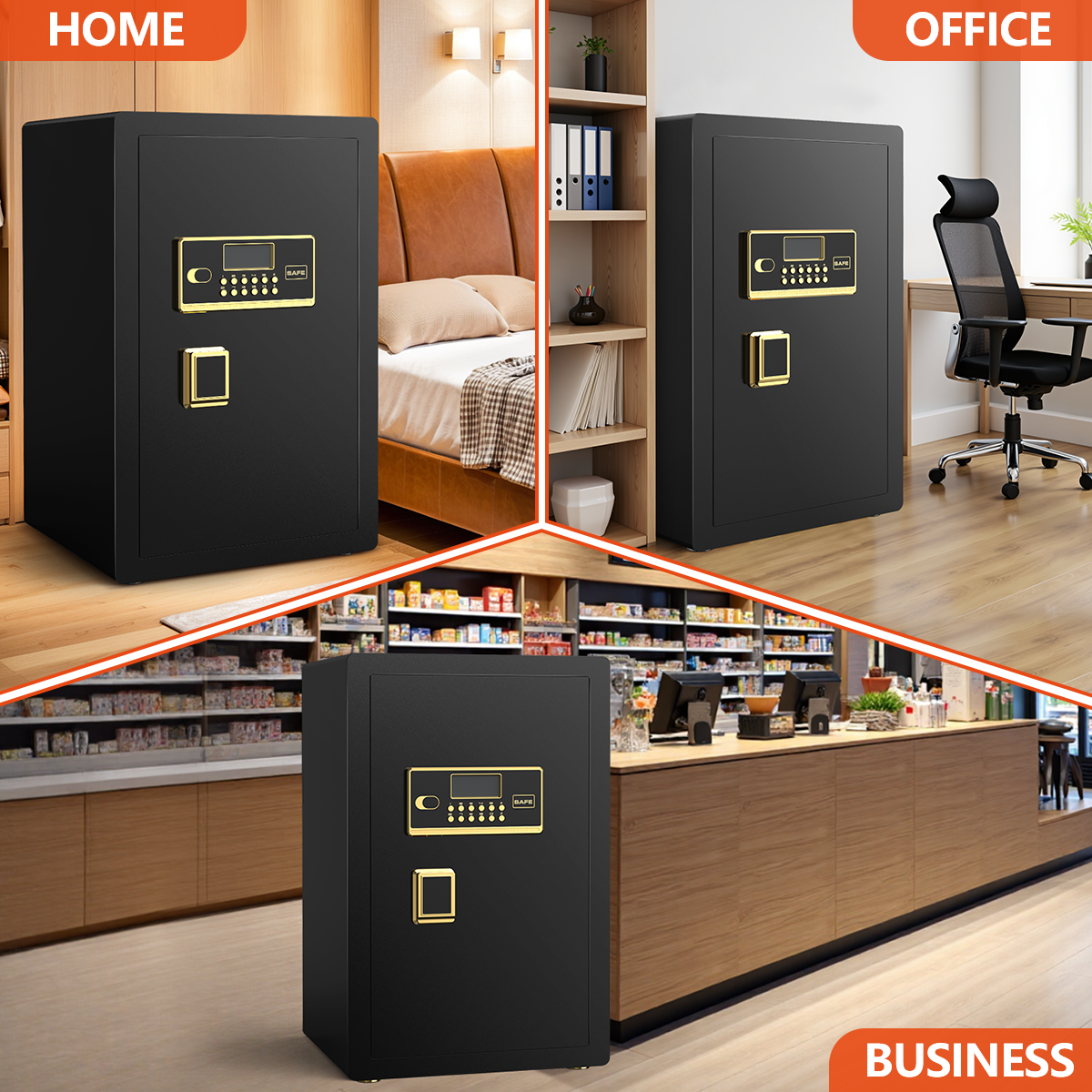 Gemaisil Large 5.5 Cuft Security Safe Box with Hidden Compartment, Electronic Safe with Fireproof Bag & Dual Alarm System(Black)