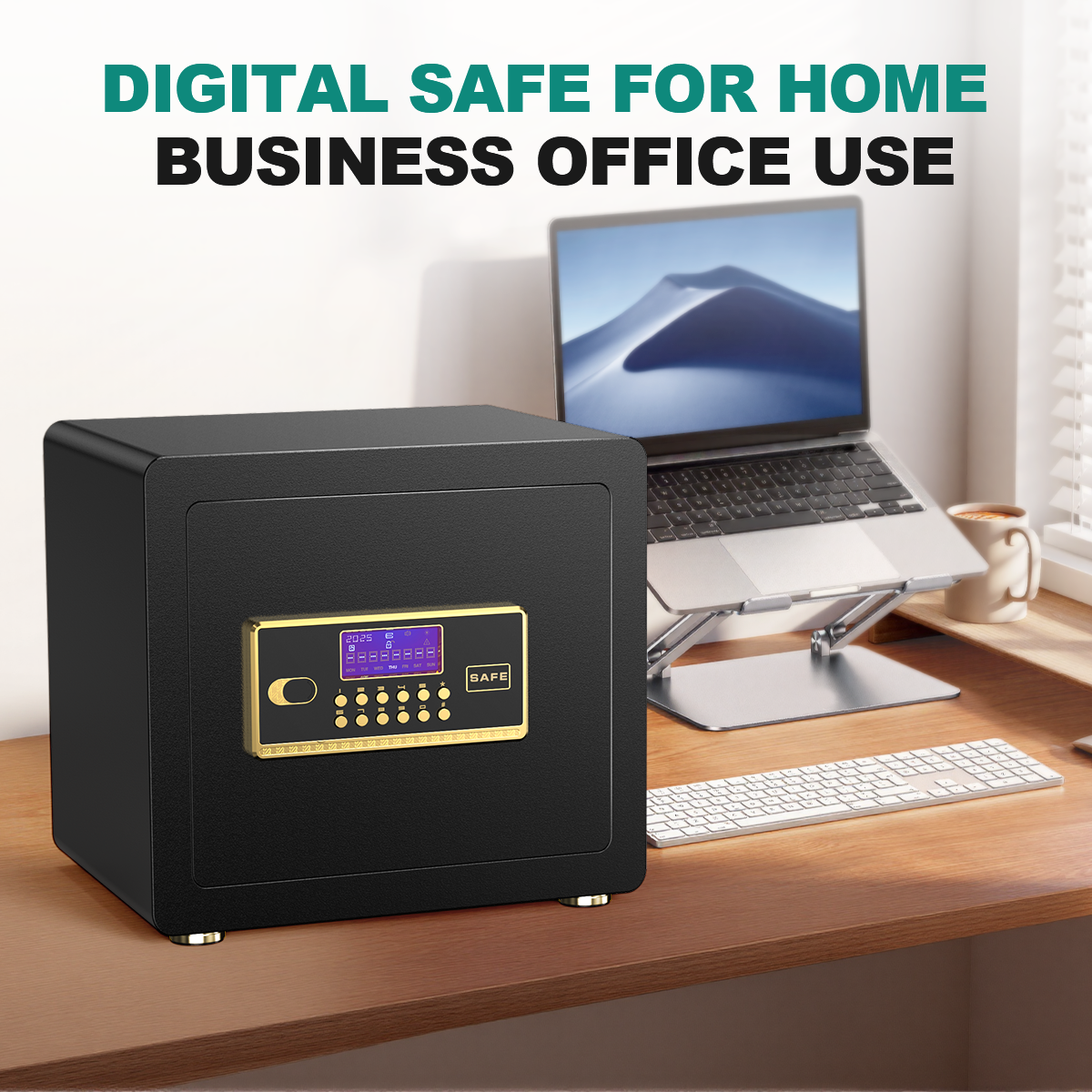 SYSENFO 1.5 Cuft Safe Box, Digital Keypad Home Security Safe With Fireproof Waterproof Bag & Adjustable Shelf