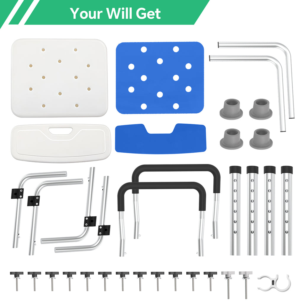 TNTANTS Shower Chair, Shower Stool for Inside Shower with Removable Armrests & Back, Upgraded Supports up to 350lbs, Adjustable Height Shower Bench for Elderly Disabled