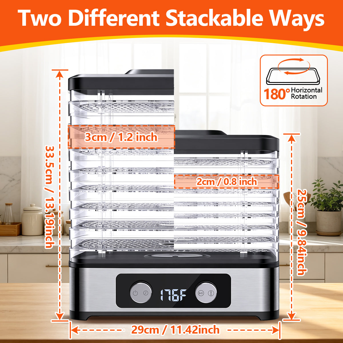 ODKDY Food Dehydrator, 8 Trays Electric Dehydrated Dryer with Adjustable 48H Timer & 95-176℉ Temperature Control, Dehydrator for Food and Jerky, Fruits, Veggies, Pet Treat