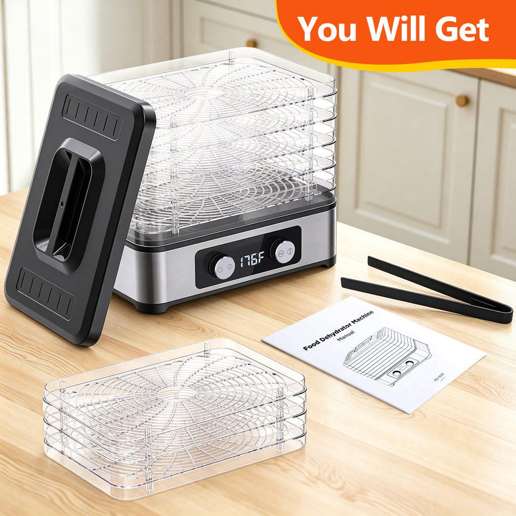 ODKDY Food Dehydrator, 8 Trays Electric Dehydrated Dryer with Adjustable 48H Timer & 95-176℉ Temperature Control, Dehydrator for Food and Jerky, Fruits, Veggies, Pet Treat