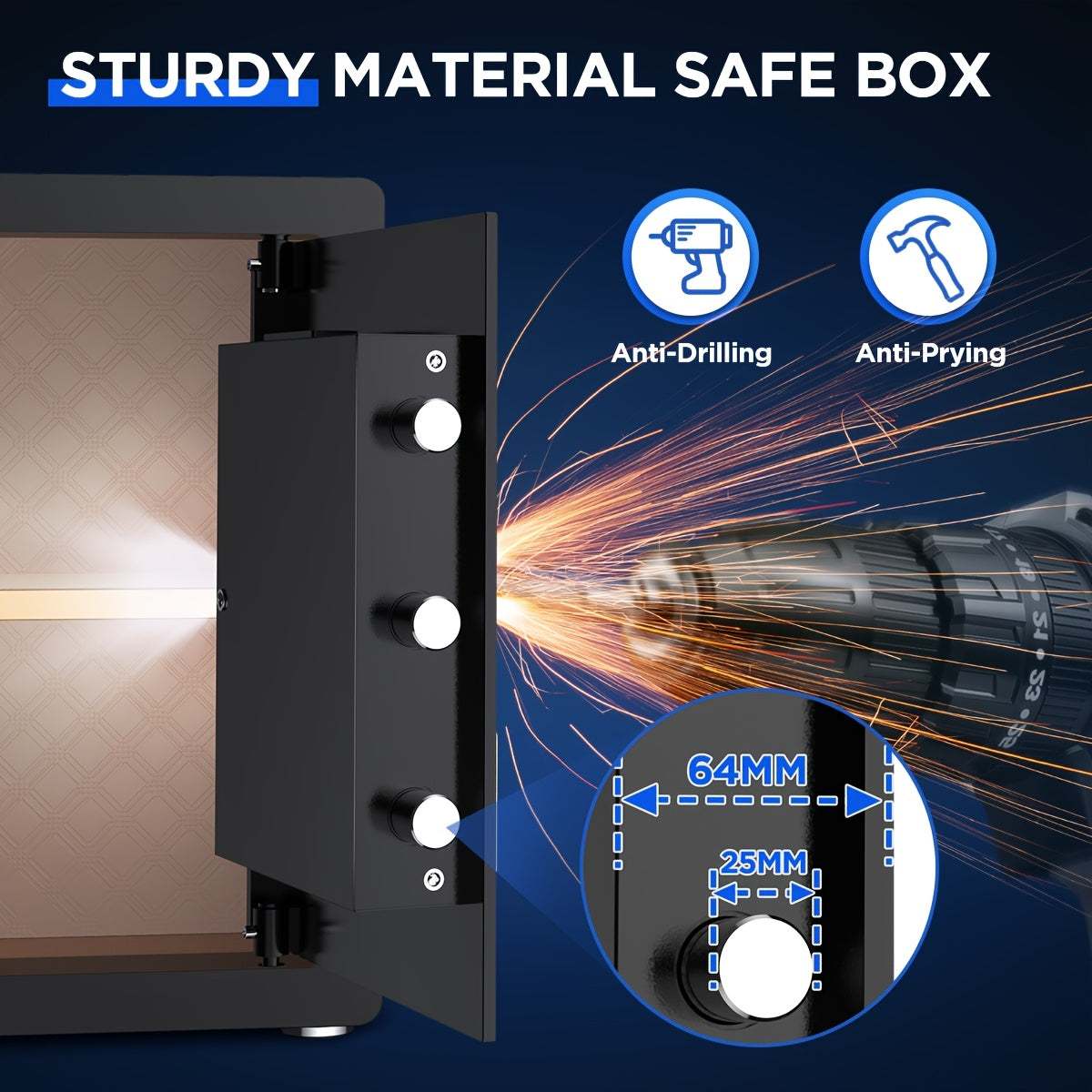 BESAFETY 3.5 Cuft Large Safe Box, Digital Keypad Home Security Safe With Fireproof Bag & Alarm System(Black)