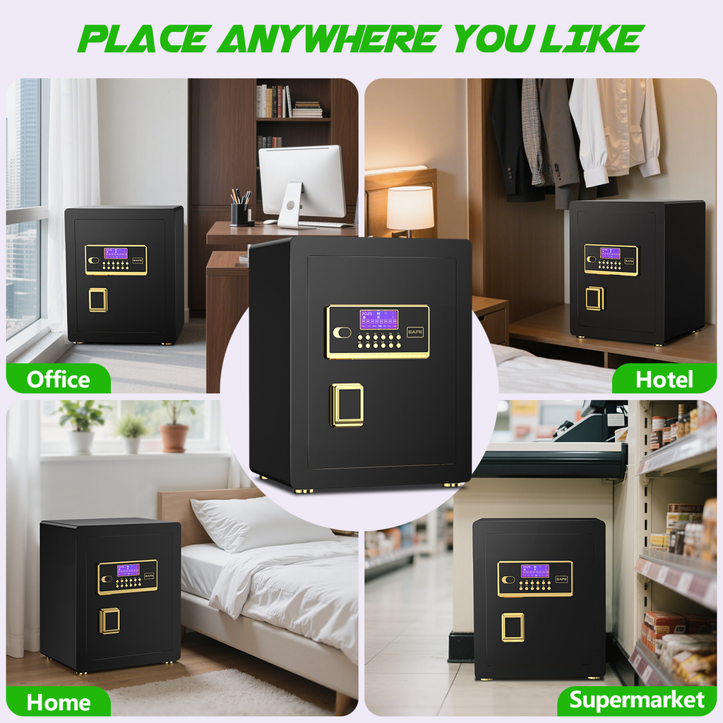 BESAFETY 3.0 Cuft Large Security Safe Box, Digital Keypad Lock, Built-in Alarm System & Fireproof Bag, Home & Office Safe for Cash, Valuables (Black)