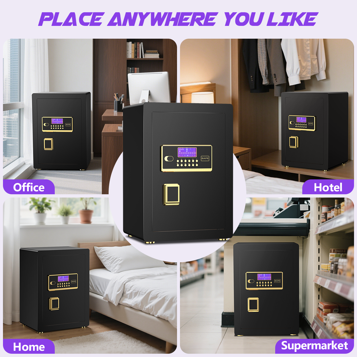 BESAFETY 5.0 Cuft Large Safe Box, Security Home Safe with Interior Safe Lock Box, Fireproof Waterproof Document Bag, Electronic Keypad Digital Lock, for House Office