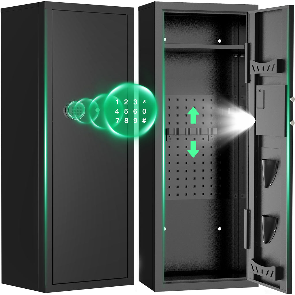 BESAFETY 12-15 Gun Cabinet, Quick Access Long Gun Safe for Home Rifles and Pistols, Large Unassembled Rifle Safe with Removable Shelves, Pegboard