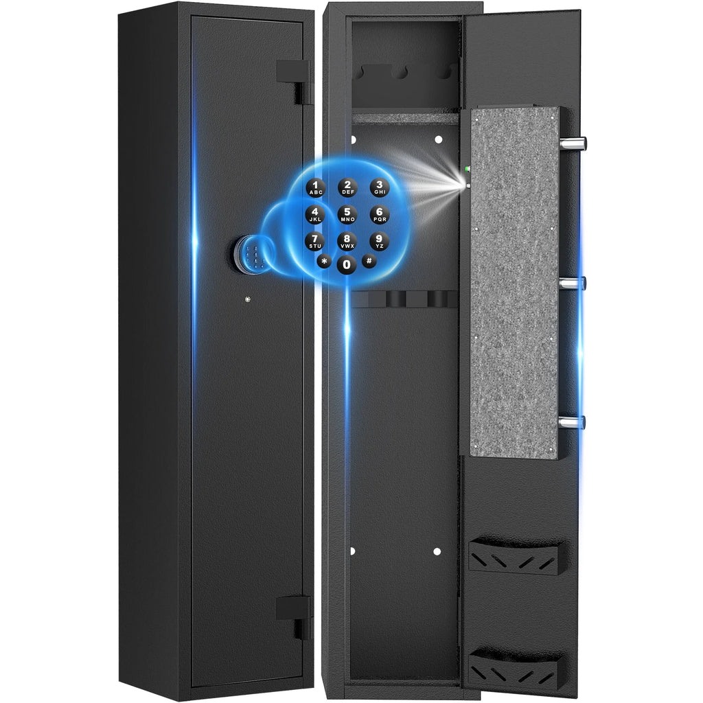 BESAFETY 2-4 Long Gun Safes, Gun Cabinets for Home Storage of Rifle and Pistols, Quick Access Rifle Safe with Alarm System & Gun Racks