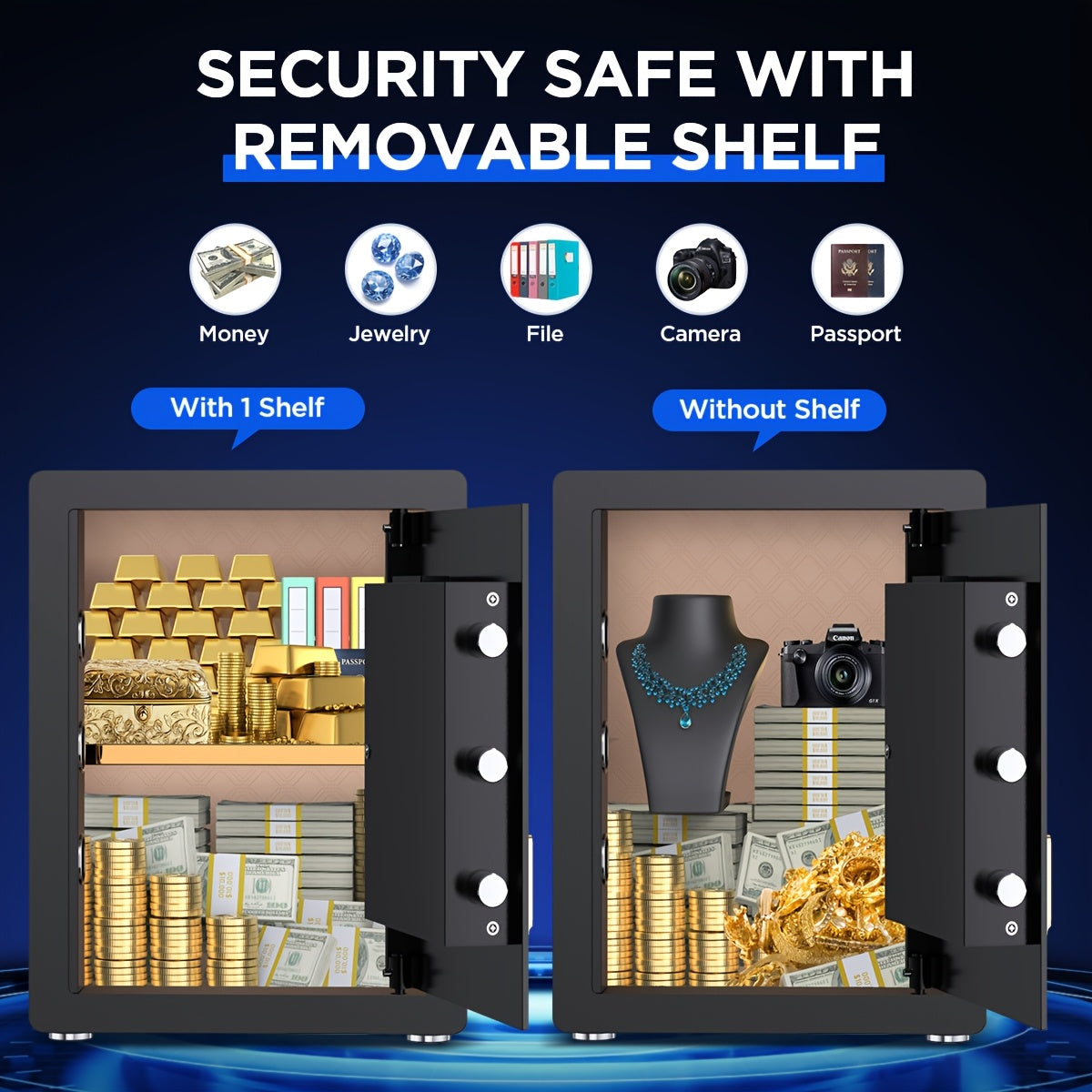 BESAFETY 3.5 Cuft Large Safe Box, Digital Keypad Home Security Safe With Fireproof Bag & Alarm System(Black)